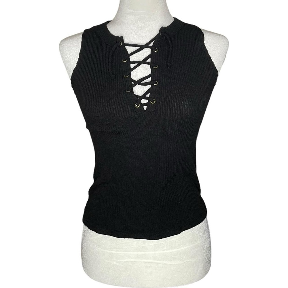 Project Social T Ribbed Lace Up Front Tanktop